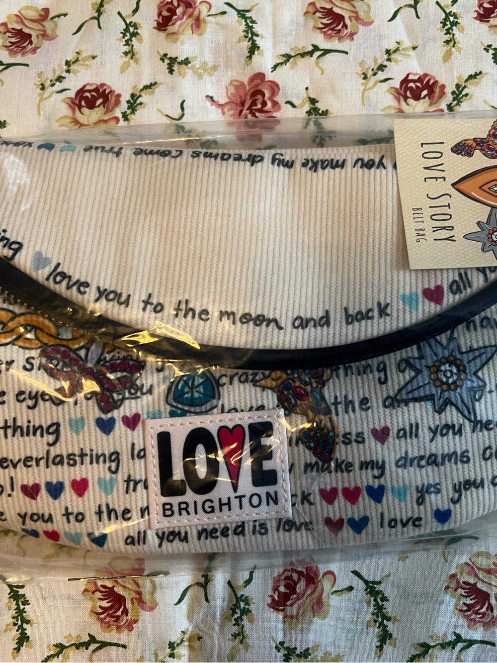 Brighton White Multi 'Love Story' Heart Print Belt Bag